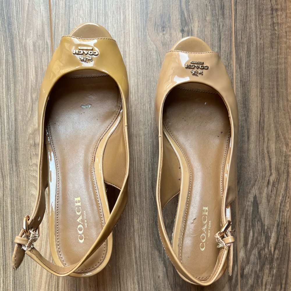 Coach Beige Peep-Toe Heels